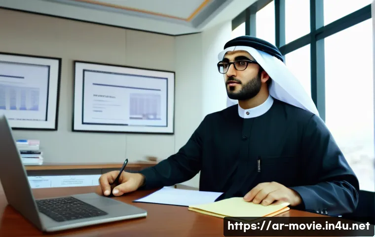 영화 제작사 연봉 협상 팁 - A professional Arab film industry negotiation scene set in a modern office with a Middle Eastern man...